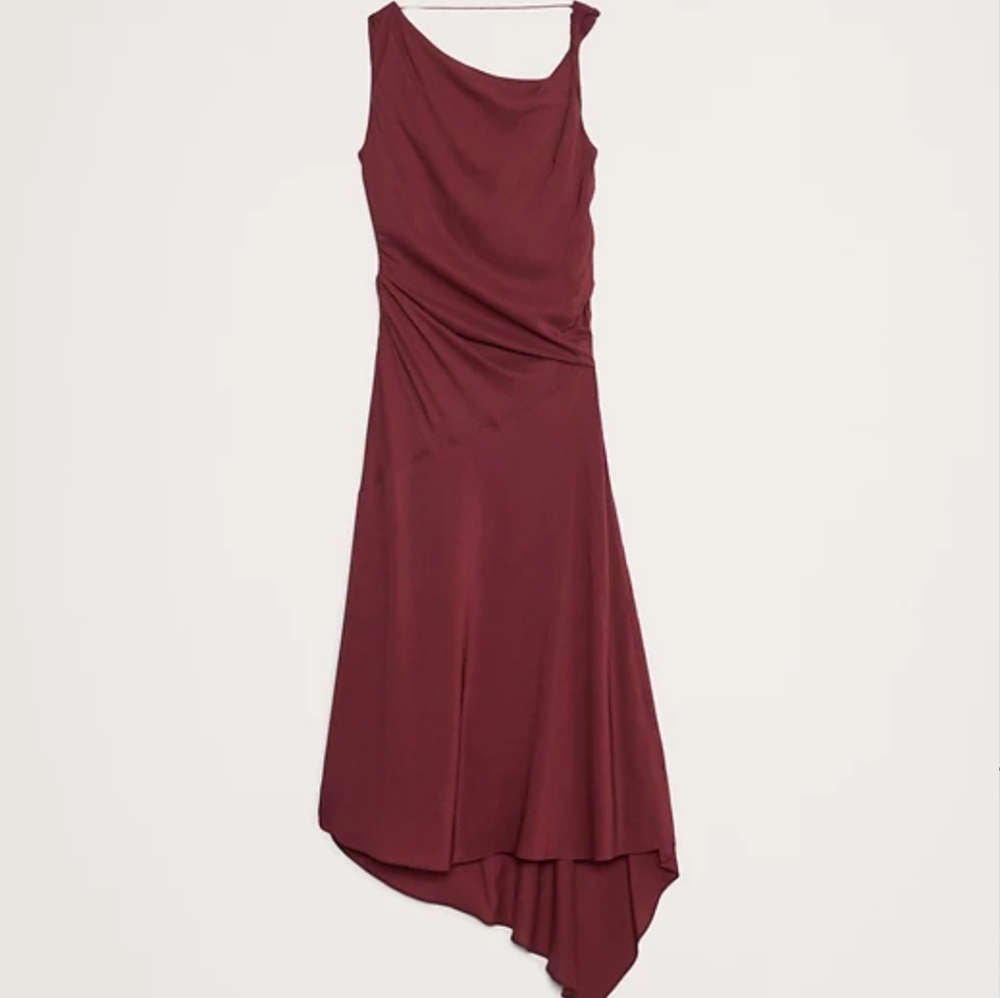 Banana Republic CREPE TWIST SHOULDER DRESS Asymmetrical Burgundy Dress
